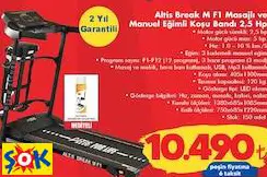 ALTİS BREAK M F1 MASAJLI VE MANUEL EĞİMLİ KOŞU BANDI 2,5 HP ALTİS BREAK M F1 MASAJLI VE MANUEL EĞİMLİ KOŞU BANDI 2,5 HP